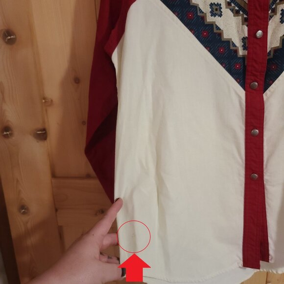 Vintage Wrangler Western Wear Cotton Aztec Button Rodeo Shirt Women’s X Large - Picture 9 of 16
